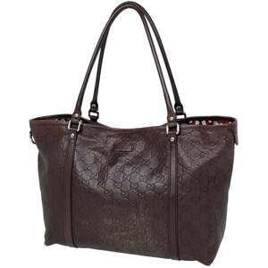 Gucci GG Print Tote Bag, Brown Shimmer Leather, 197953, Women's